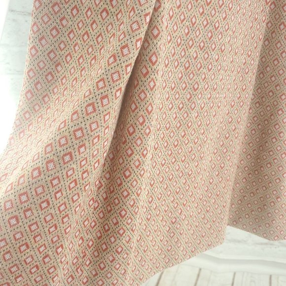 Vintage Womens Light Beige Geometric Flat Front Side Zip Handmade A Line Skirt - Picture 4 of 12